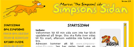 Simpsons sidan - Version 1.9