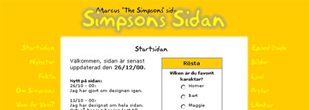 Simpsons sidan - Version 1.5